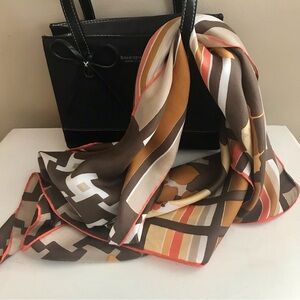 DYNAMIC vintage silk scarf, hand printed